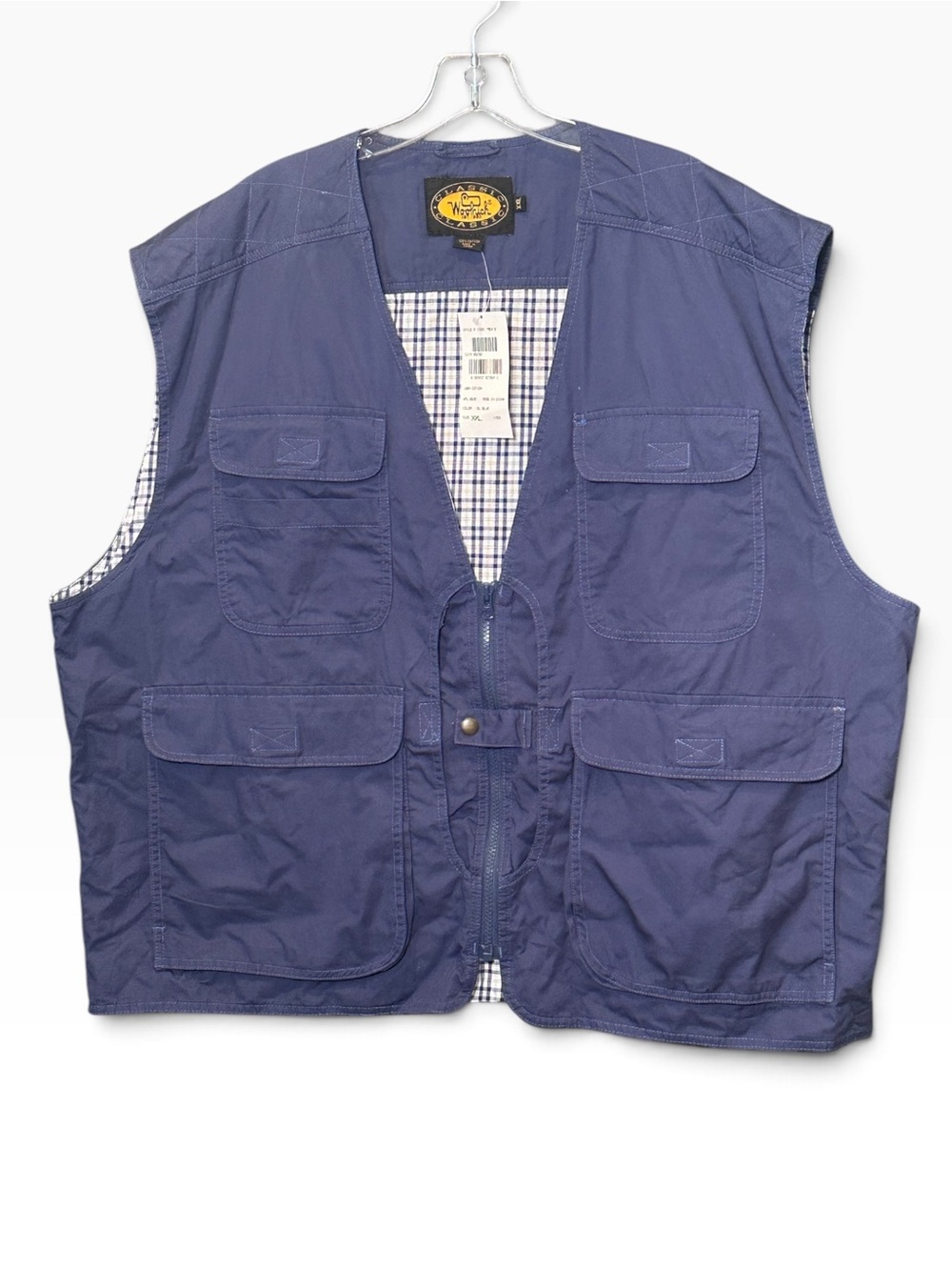 Woolrich 2XL Ol Blue Canvas Vest Outdoor Utility Fishing Safari Vintage 90's NWT